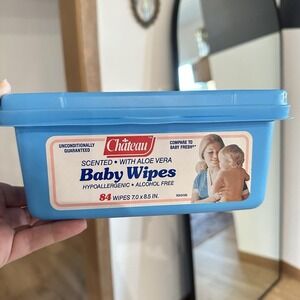 VTG 1990's Chateau Baby Wipe Pop Up Container Scott Blue 7x8.5"